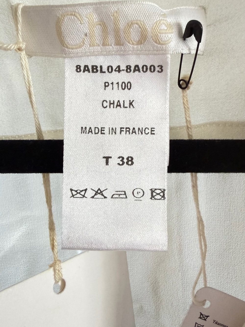 NWT CHLOE Georgette Cream Silk-Blend Sheer Blouse - color “Chalk”. - Picture 5 of 7